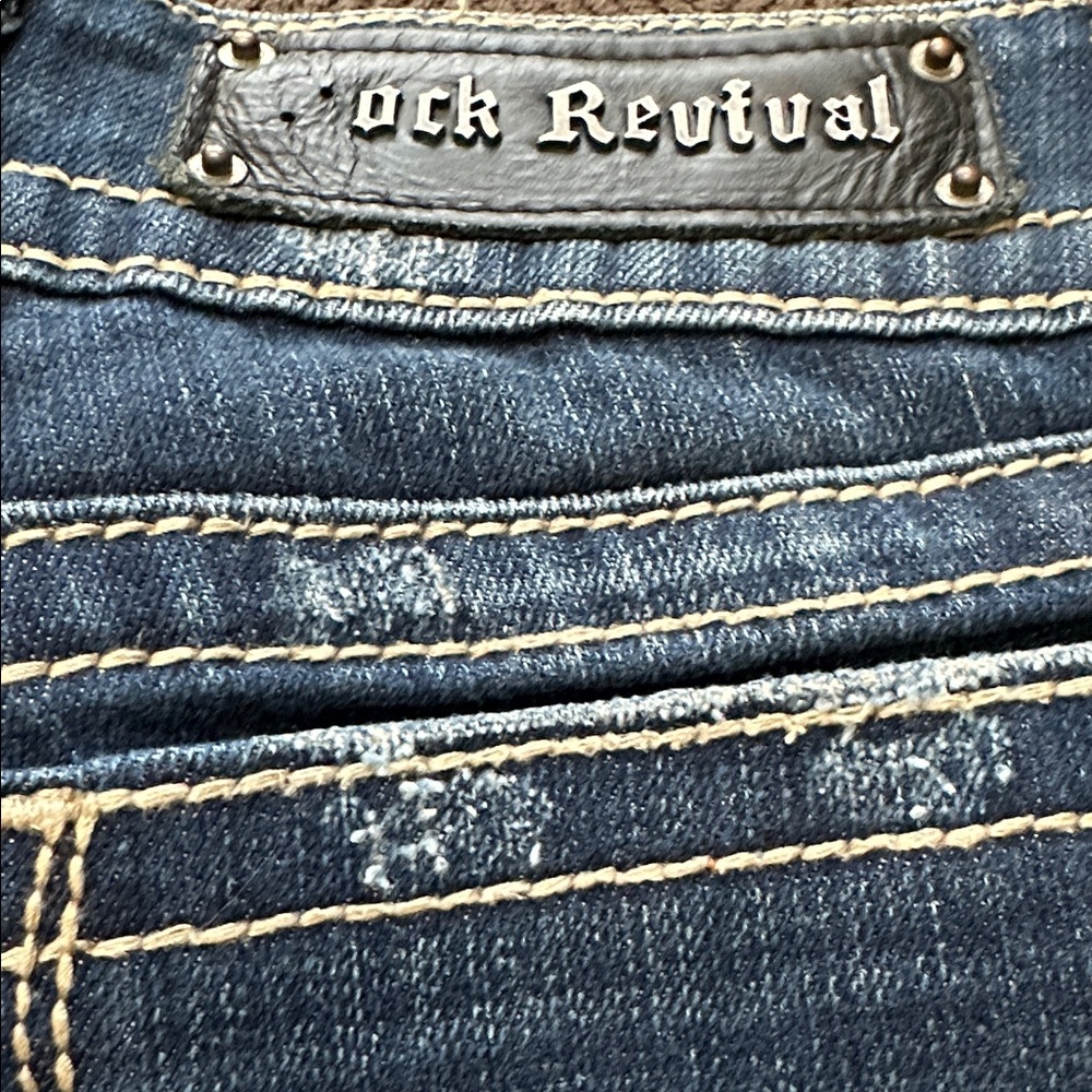 Rock Revival Janet Denim Jeans with  Embroidered Detail Sz 28 - Picture 10 of 10